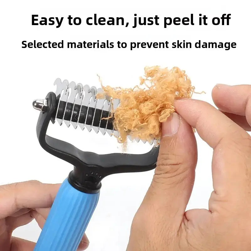 2-in-1 Pet Grooming Rake & Detangling Comb for Shedding Removal