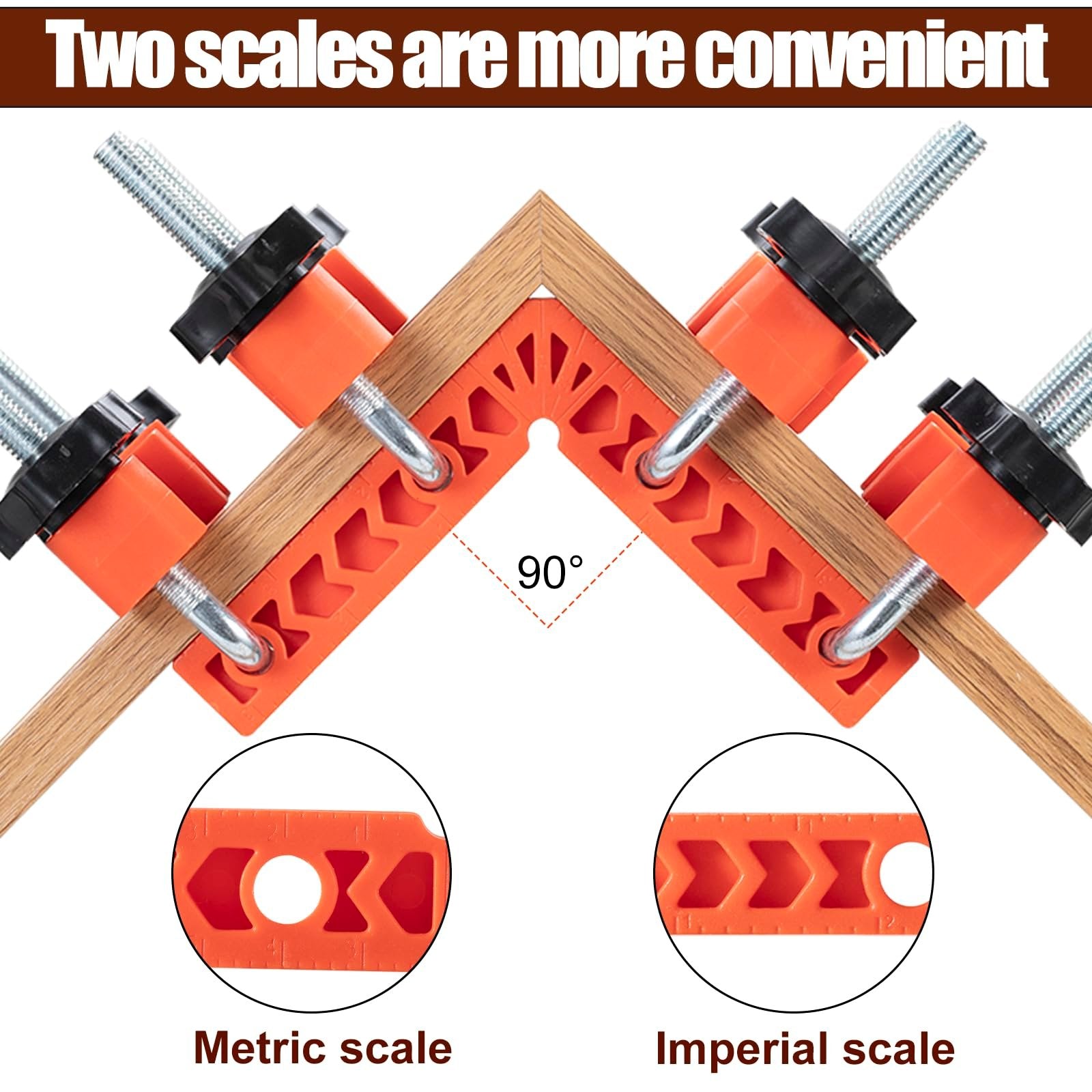 90 Degree Corner Clamp & Positioning Square Set - (3" 4")inch x 8 Right Angle Clamp with 8 Clamp ABS Plastic L-Shaped Tool