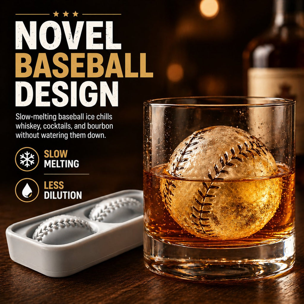 Baseball Ice Mold – Slow‑Melting Silicone Sphere Tray for Whiskey, Cocktails & More