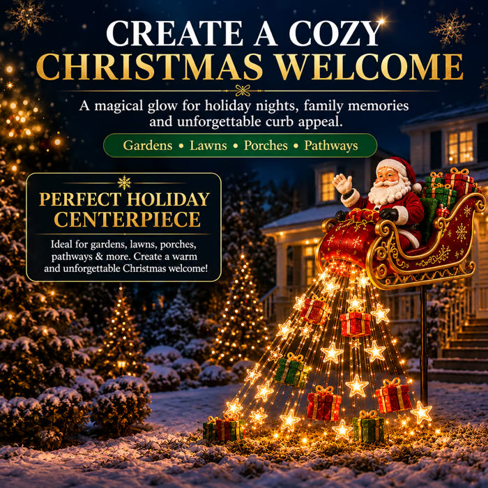 🎁 Santa Flying Sleigh Solar Garden Light – The Perfect Christmas Gift & Outdoor Holiday Decor