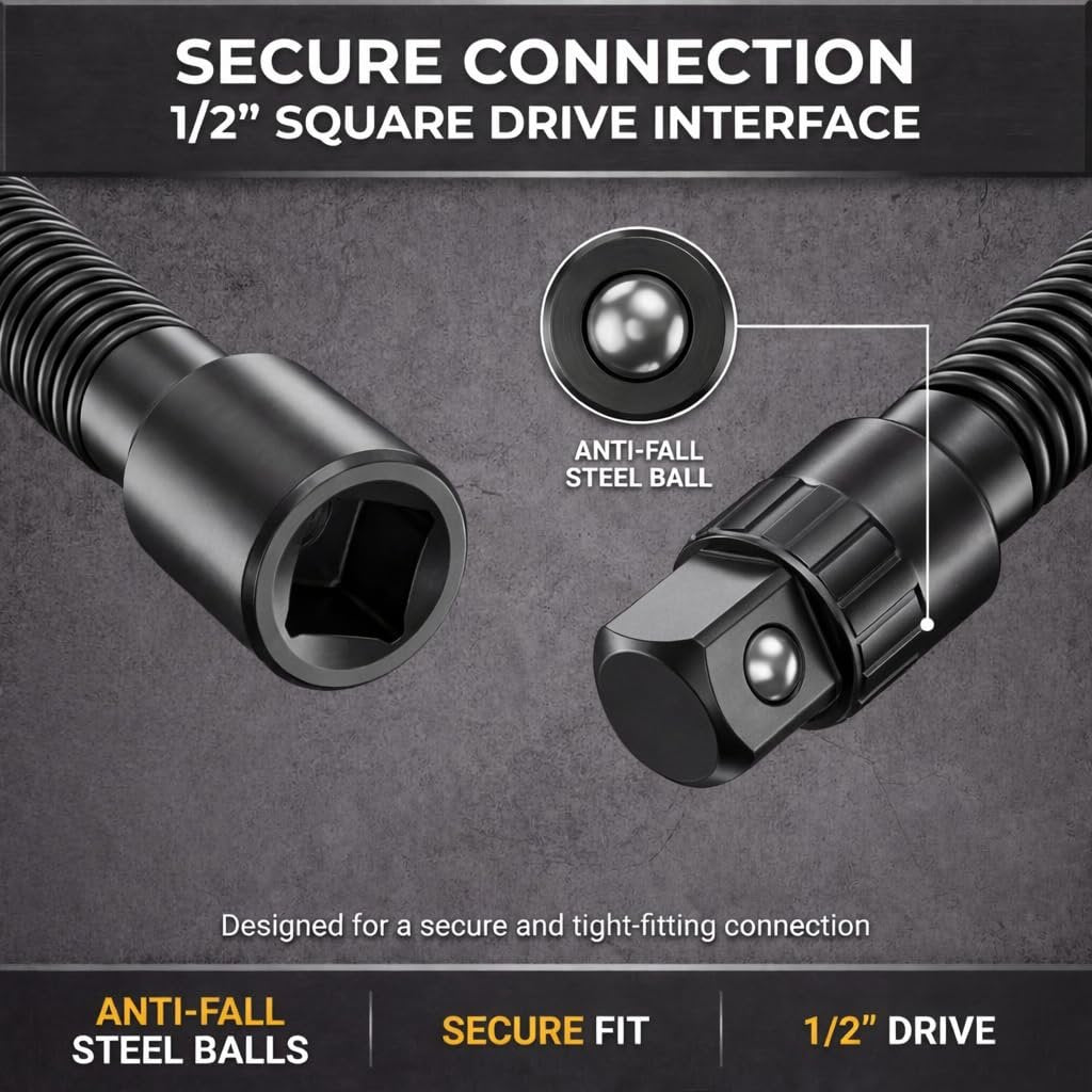 1/2" Drive Flexible Socket Extension Bar & Universal Joint Set