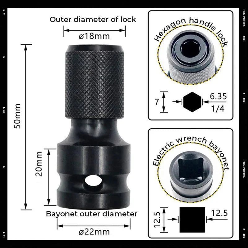 2 Pack 1/4" Hex Shank Socket Converter – 1/2" to 1/4", Quick Release