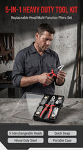 5 in 1 All Purpose Heavy Duty Tool Kit,Replaceable-head multi-function pliers set