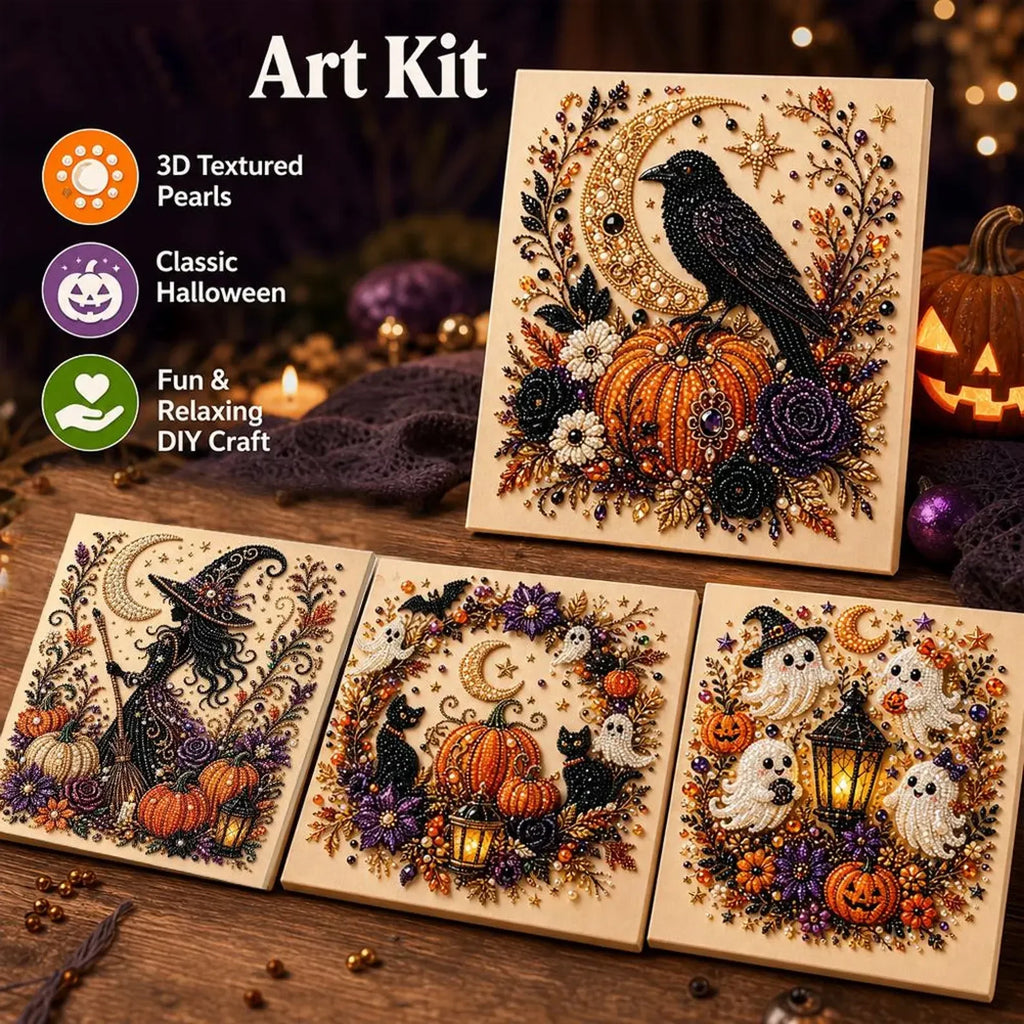 Framed Halloween Ghosts Pearl Art DIY Kit
