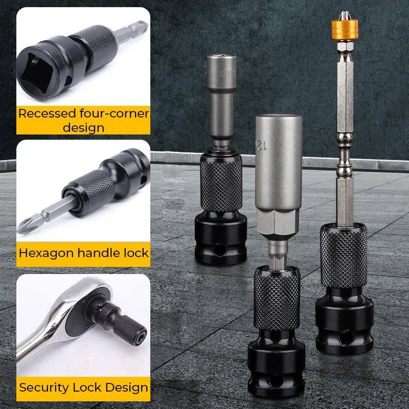 2 Pack 1/4" Hex Shank Socket Converter – 1/2" to 1/4", Quick Release