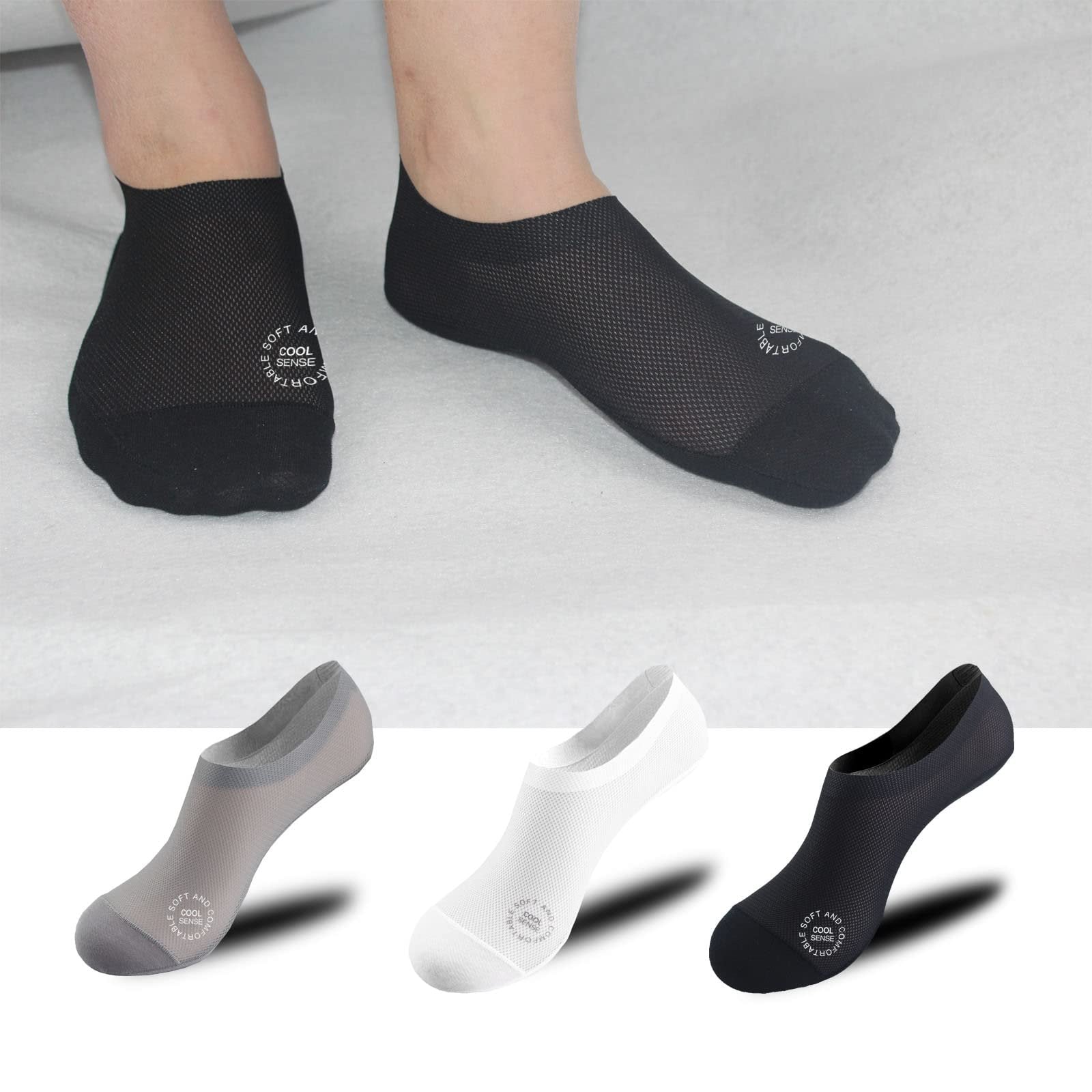 3-Pair Invisible Grip Socks Pack Breathable | Low-Cut | Anti-Slip | Sweat-Absorbing