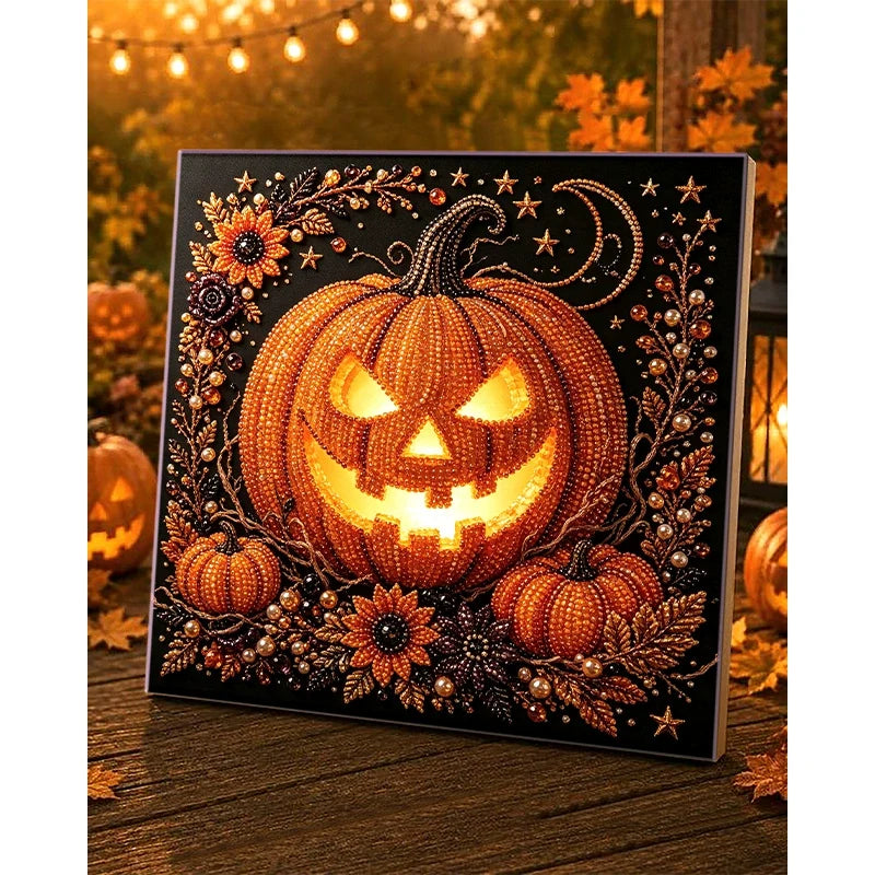 Framed Jack-o'-Lantern Halloween Pearl Art DIY Kit