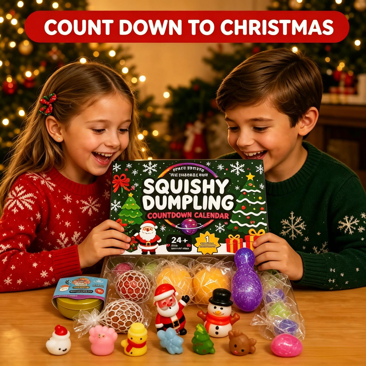 2026 Christmas Squishy Advent Calendar – 24 Days Holiday Countdown Blind Box Squeeze Toys for Kids & Adults
