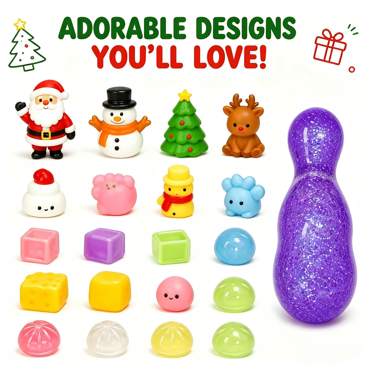 2026 Christmas Squishy Advent Calendar – 24 Days Holiday Countdown Blind Box Squeeze Toys for Kids & Adults