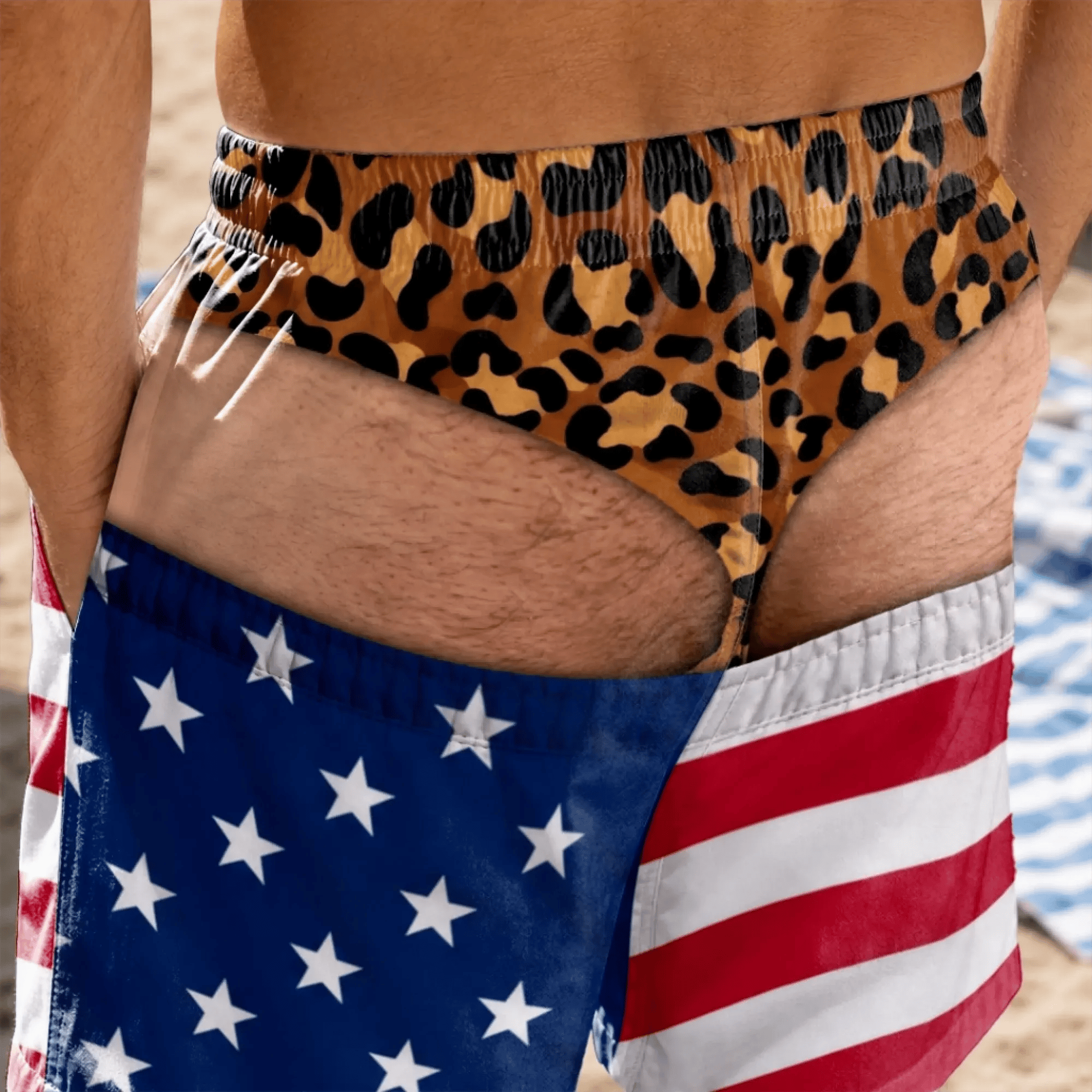 Funny Patriotic Men Swim Trunks - Personalized Birthday Gifts For Husband, Son, Grandson, Brother, Grandpa, Dad, Yourself - Warning Wide Load