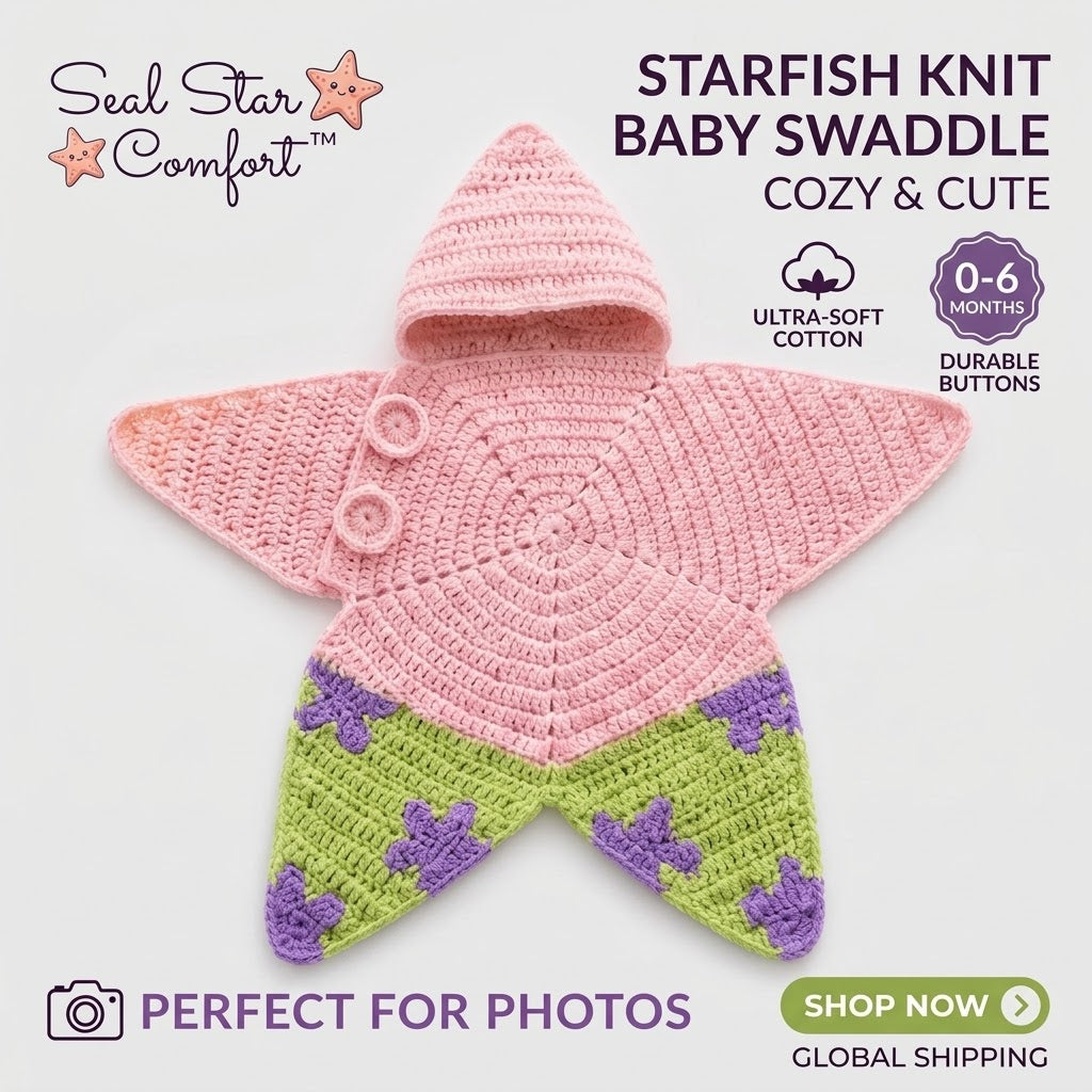Seal Star™ Cozy Starfish Knitted Baby Sleeping Bag & Swaddle