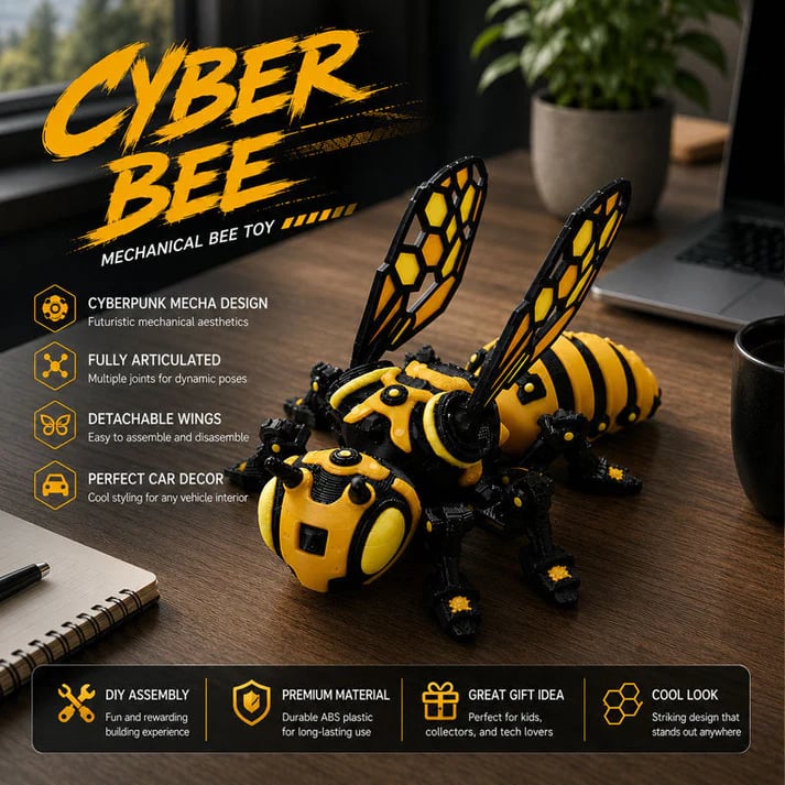 Cyber Mechanical Bee Figurine