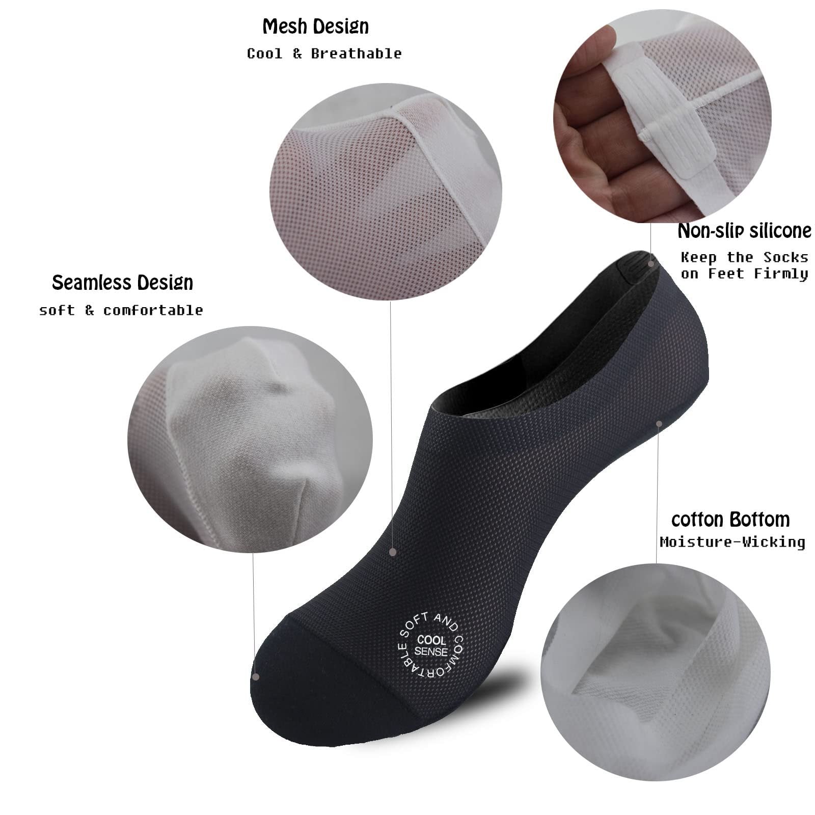 3-Pair Invisible Grip Socks Pack Breathable | Low-Cut | Anti-Slip | Sweat-Absorbing