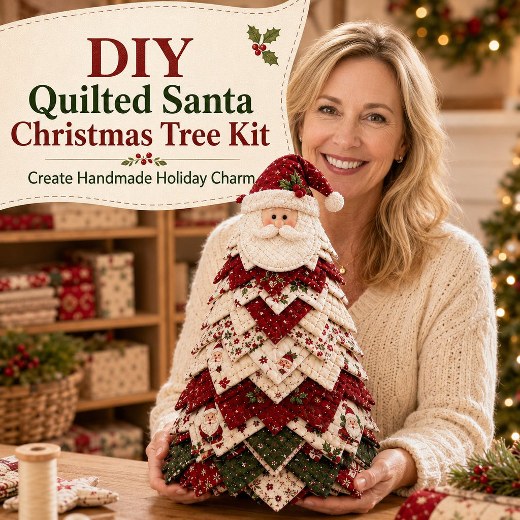 LAST DAY 69% OFF DIY Quilted Santa Christmas Tree Kit – Handmade Holiday Craft & Festive Tabletop Decor