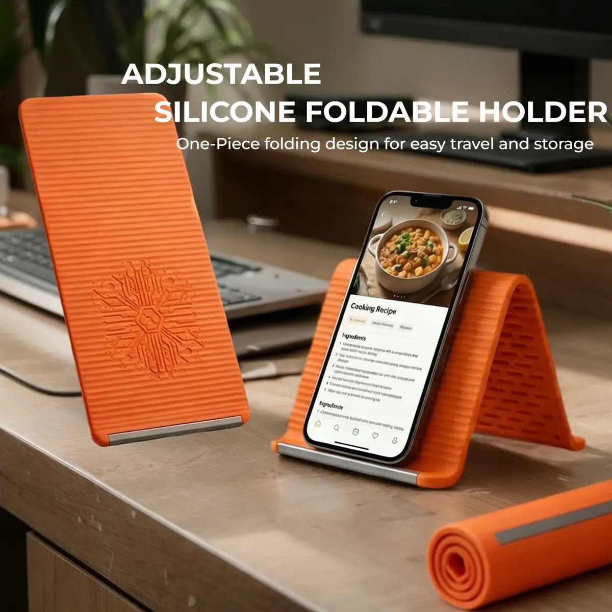 Flexible Silicon Phone Holder, Bendable Rollable Foldable Design
