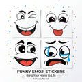 Cartoon Face Stickers, Self-Adhesive Removable Decals with Glossy Finish, Multi-Surface Decor