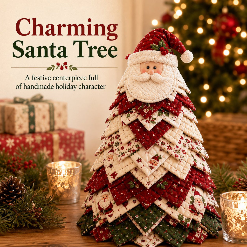 LAST DAY 69% OFF DIY Quilted Santa Christmas Tree Kit – Handmade Holiday Craft & Festive Tabletop Decor