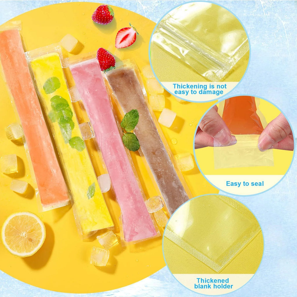 100 PCS Food-Grade Disposable Ice Popsicle Bags
