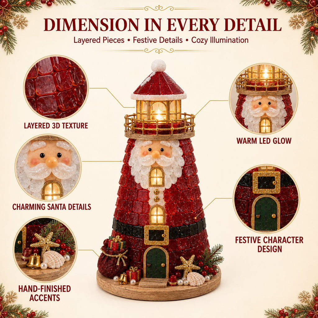 Beginner-Friendly DIY Lighted Christmas Character Sea Glass-Style Lighthouse Kit Collection | Complete Kit with Sea Glass-Style Pieces, LED Lights & Step-by-Step Guide Included