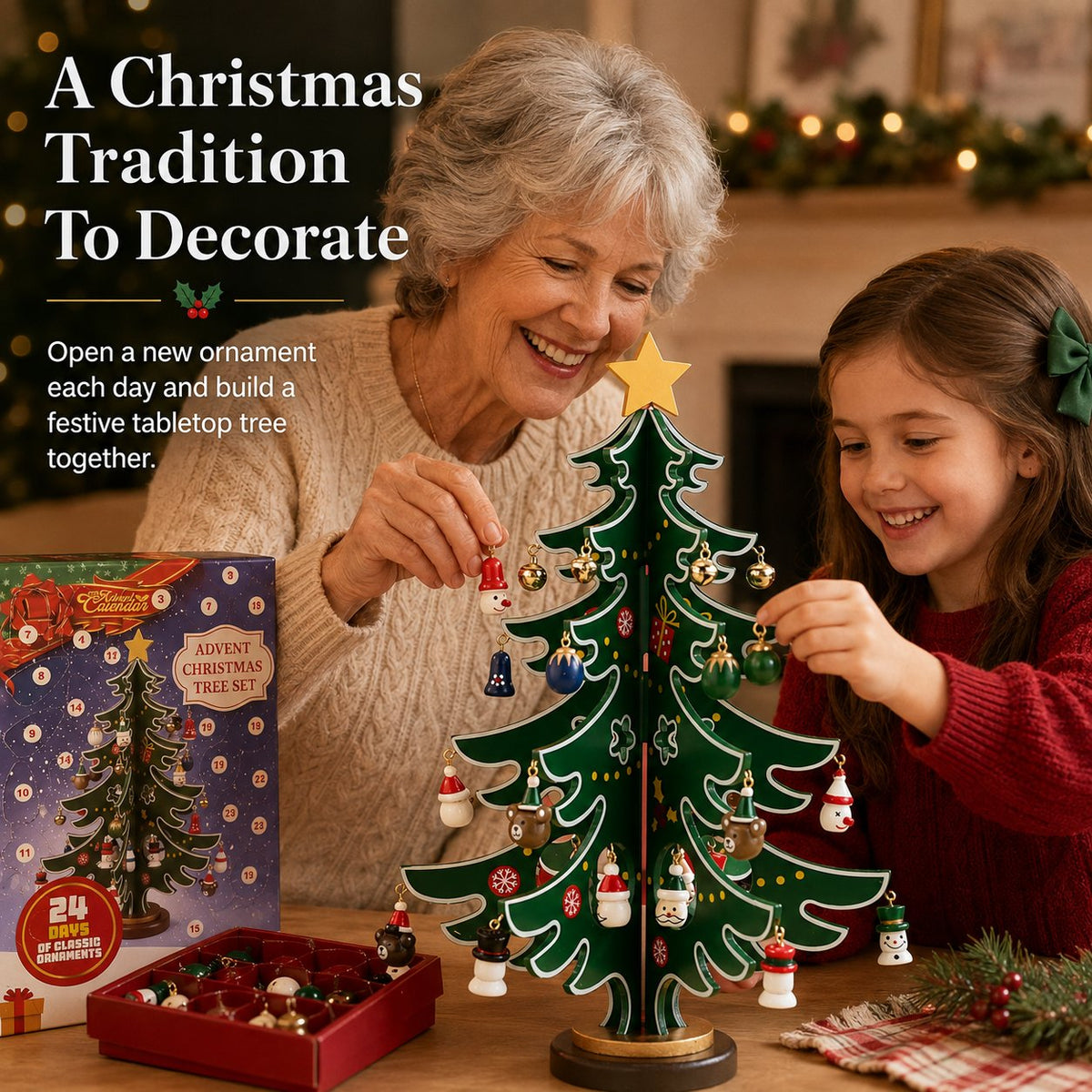 24-Day Wooden Christmas Tree Advent Calendar