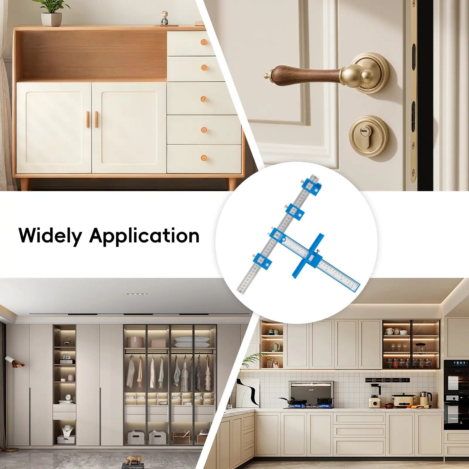 Cabinet Hardware Jig – Handle Template with Engraved Rulers & Self‑Punching Centre