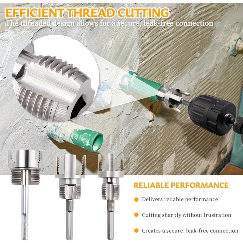 3-Piece Heavy-Duty PVC Pipe Threading Tool Kit (1/2′′, 3/4′′, 1′′ Male/Female) – For PVC, PPR & MPP Pipes