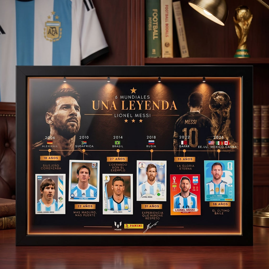 Lionel Messi "Una Leyenda" Luxury Frame – 6x World Cup Career Evolution Frame (2006-2026)