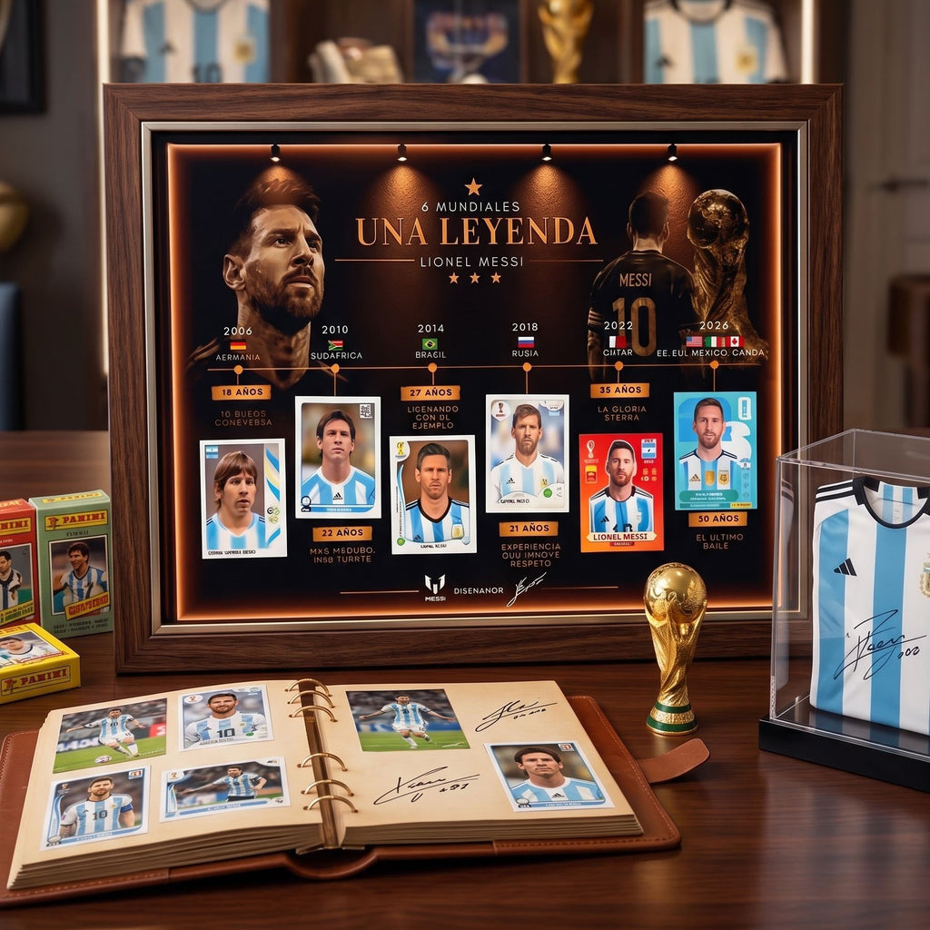 Lionel Messi "Una Leyenda" Luxury Frame – 6x World Cup Career Evolution Frame (2006-2026)