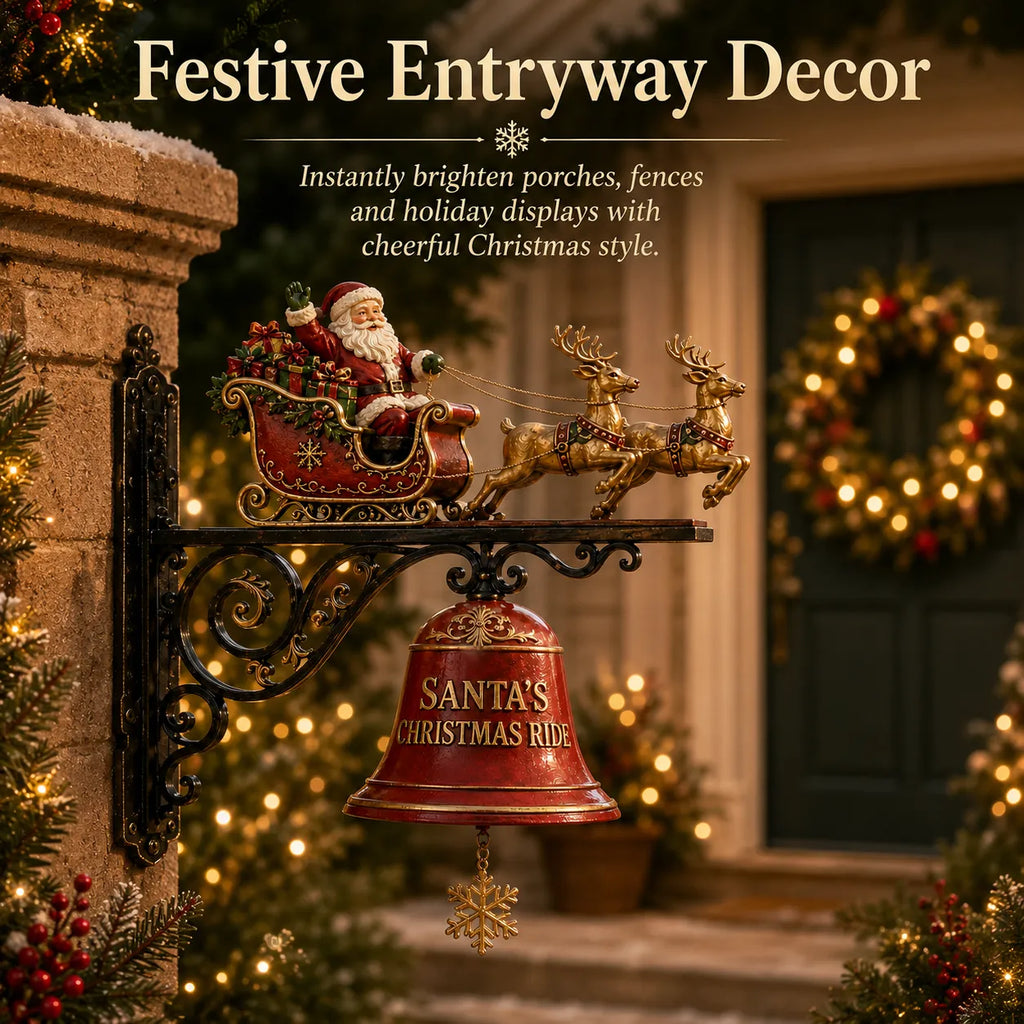 Santa Sleigh with Reindeer & Bell | 3D Christmas Outdoor Decoration