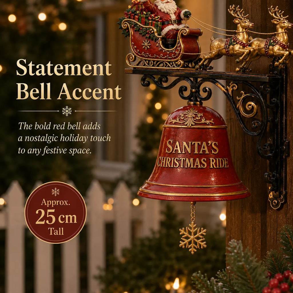 Santa Sleigh with Reindeer & Bell | 3D Christmas Outdoor Decoration