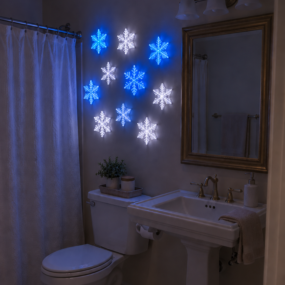 LightFlake LED Snowflake Wall Lights – Festive Hanging Décor Set for Indoor/Outdoor Holiday Display