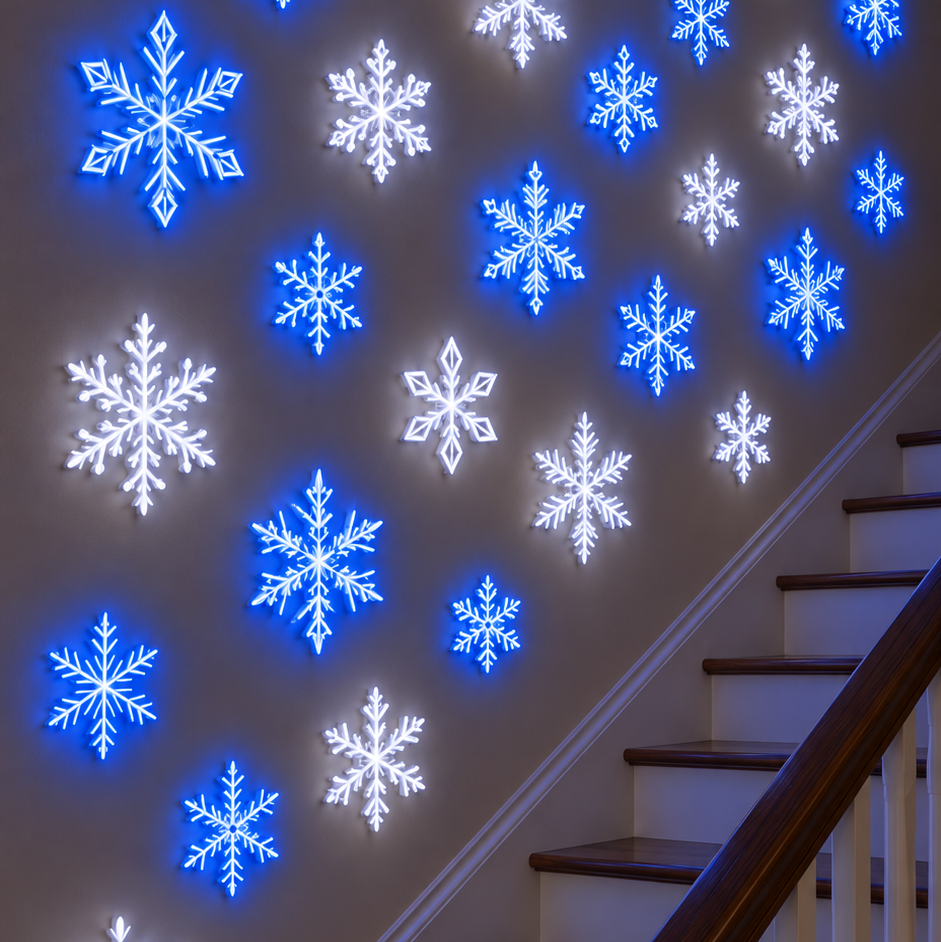 LightFlake LED Snowflake Wall Lights – Festive Hanging Décor Set for Indoor/Outdoor Holiday Display