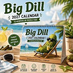 Big Dill 2027 Funny Pickle Desk Calendar | Original Artwork by Isabel Kline | TYIIPLUS