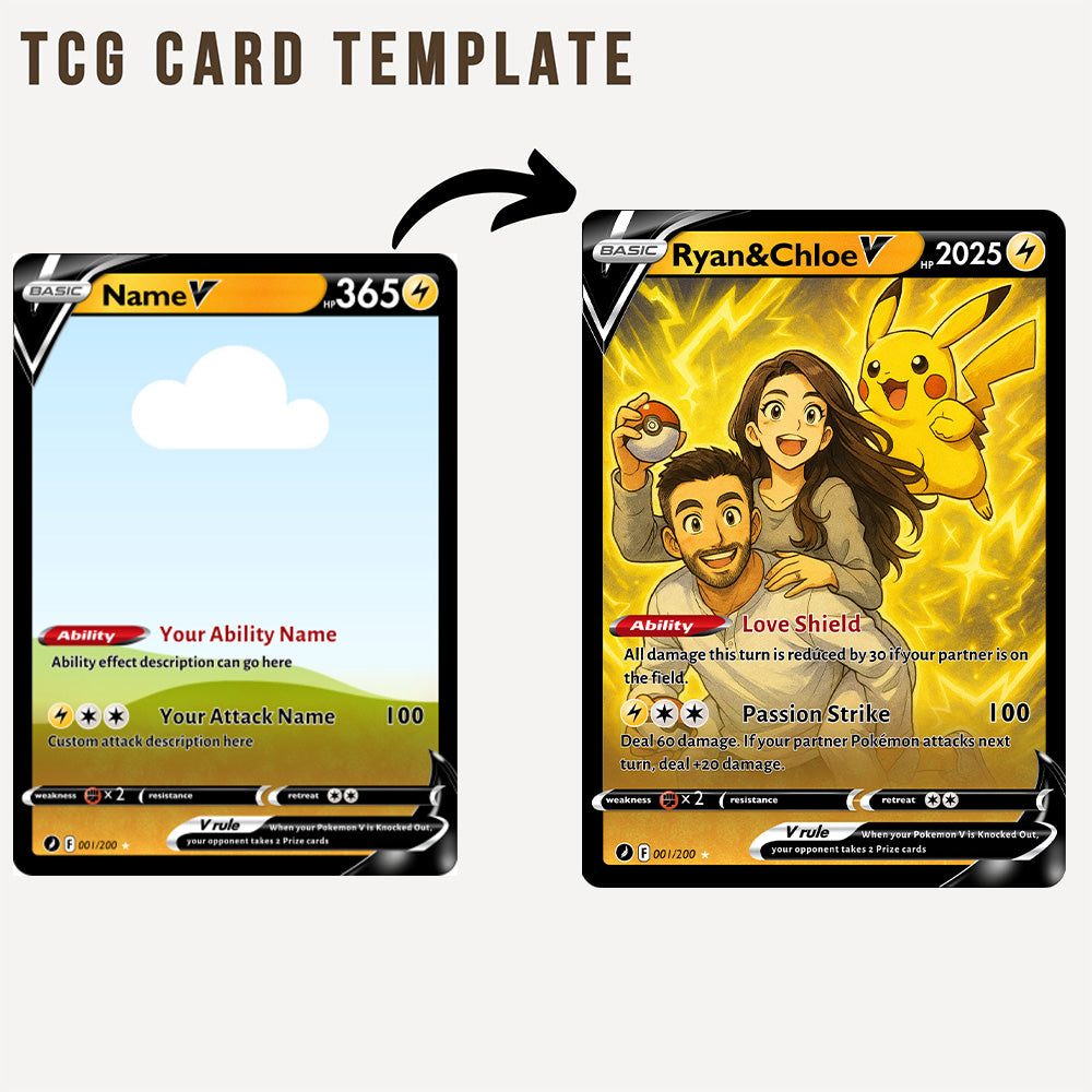 Custom Anime Pokecard V Card For Couples with Poke Character