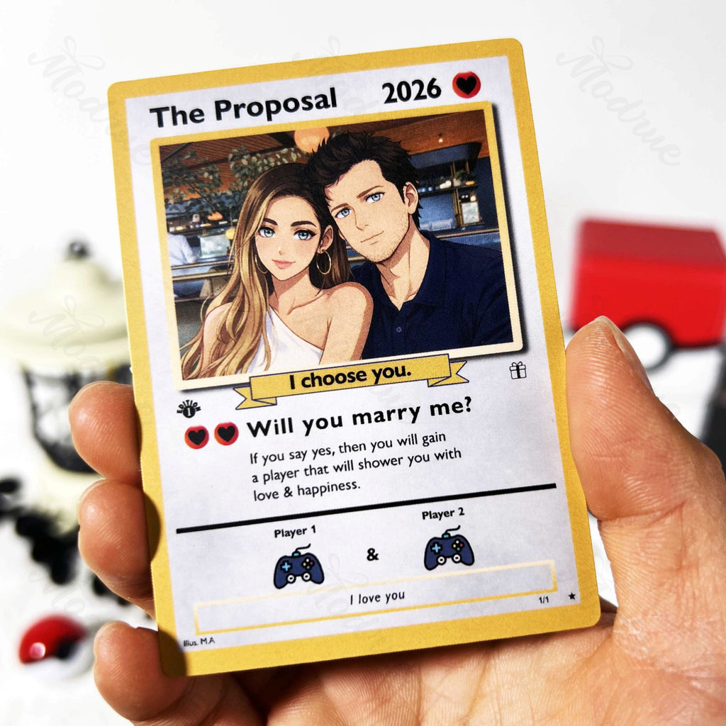 Custom Anniversary Card Couple Photo Anime Style