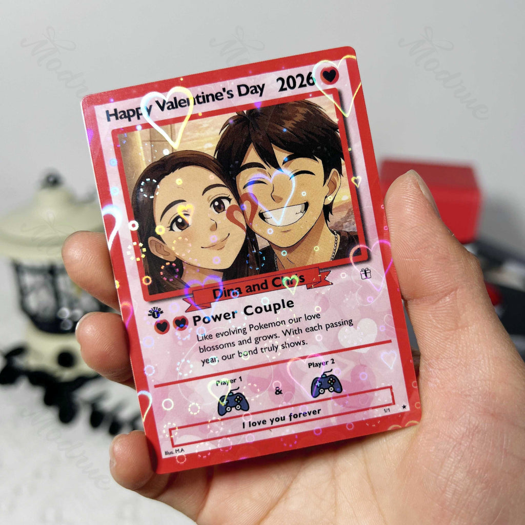 Custom Anniversary Card Couple Photo Anime Style