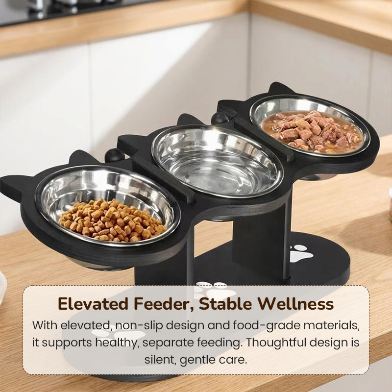 Anti-Slip Elevated 3-Bowl Pet Feeder